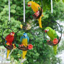 Hanging Parrot Bird Statue Innovative Iron Ring Parrot Decoration Perch on Metal Ring Birds Model Lawn Ornament 2024 - buy cheap