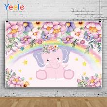 Yeele-fondos de decoración para fiesta de cumpleaños de bebé, accesorios de fondo de flores, arcoíris, elefante, Photozone para sesiones fotográficas 2024 - compra barato