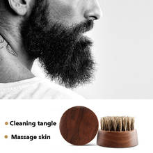 1pcs LAOCCCROSS Black walnut Boar Bristle Beard Round Brush Handmade Mustache brush + Metal Case For Men Beard Care 2024 - buy cheap