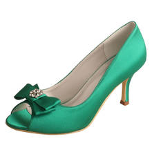 Sapatos de salto verde com abertura de dedo para mulheres, faça você mesmo, sapatos de salto com laço 2024 - compre barato