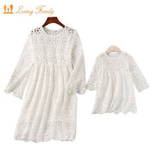Family Matching Outfits 2021 Summer Clothes Mommy And Me Clothing Lace Mother Daughter Dresses Family Look Half Sleeve Dress 2024 - buy cheap