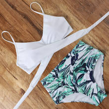 Biquíni feminino de cintura alta com estampa floral, roupa de banho estilo push up com estampa, moda praia sensual, 2020, 9 cores 2024 - compre barato