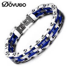 DOYUBO Classical Men's Silicone Single Bicycle Chain Bangles Colorful 316L Stainless Steel Male Bracelets Fashion Jewelry DD086 2024 - buy cheap
