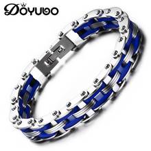 Doyubo pulseiras clássicas masculinas de silicone, para moças de bicicleta, coloridas de aço inoxidável 316l, joias da moda dd086 2024 - compre barato