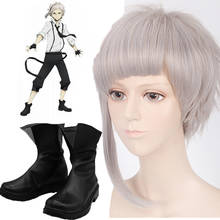 Anime Bungou Stray Dogs Atsushi Nakajima Cosplay Leather Boots Shoes and wigs Silver white wigs Halloween Costumes Custom Made 2024 - buy cheap