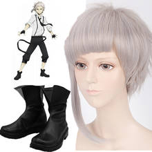 Anime bungou cães vadios atsushi nakajima cosplay botas de couro sapatos e perucas de prata branco perucas trajes de halloween feito sob encomenda 2024 - compre barato