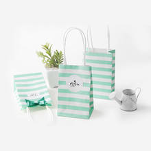 (20 pieces/lot) Christmas Promotion Mint Stripe Mini Paper Bag Wedding Birthday Baptism Halloween Party Favors Gift Bags GB03M 2024 - buy cheap