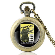 Классические винтажные кварцевые карманные часы US Army для мужчин и женщин, уникальная подвеска-ожерелье, часы с цепочкой, лучшие подарки 2024 - купить недорого