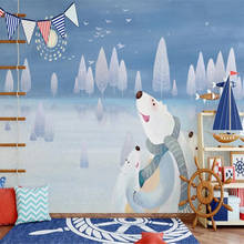 Milofi-papel tapiz 3D personalizado, mural minimalista moderno pintado a mano, bonito oso, decoración de pared de fondo para habitación de niños 2024 - compra barato