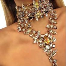 2019 New Fashion Luxury Crystal Chokers Pendant Maxi Statement Necklace Women Wedding Charm Hot Sexy Collier Necklaces 2024 - buy cheap