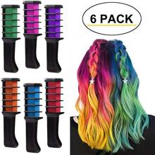 6pcs Hair Chalk Comb Temporary Hair Color Washable Non Toxic Mini Hair Dye Comb for Kids Teens Party Cosplay DIY 2024 - buy cheap