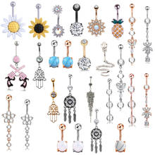 1pc Crystal Fashion Sexy Women  Rhinestone Flower Navel Belly Button Ring Bar Body Piercing 2024 - buy cheap