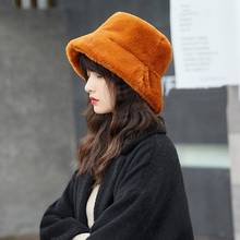 Faux Fur Winter Bucket Hat For Women Girl Fashion Solid Thickened Soft Warm Fishing Cap Outdoor Vacation Hat Cap Lady Hat Cap 2024 - buy cheap