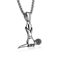 Exaggerated Punk Hand Microphone Pendant Necklace Men's Rock Hip Hop Stainless Steel  Accessory Fashion Party Pendant Jewelry 2024 - buy cheap