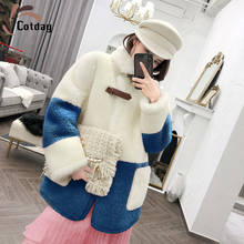 Cotday-abrigo grueso de imitación de lana de cordero para mujer, abrigo largo con cuello en V, estilo coreano, estilo Harajuku 2024 - compra barato