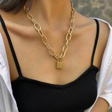 Rock Choker Lock Necklace Punk Jewelry Mujer Metal Padlock Pendant Necklace For Women Best Couple Jewelry Gift 2024 - buy cheap