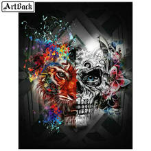 Skull 5d diamond painting cross stitch tiger full square / round death icon diamond mosaic canvas art landscape embroidery 2024 - buy cheap