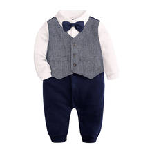 Kids Outfits Baby Boy Romper Long sleeve One-year-old dress bow tie shirt gentleman Jumpsuit Newborn Clothing Infant Clothes 2024 - buy cheap