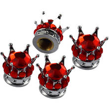 4 Pc Silver Crown Bling Diamond Tire Stem Valve Caps Car Truck Vehicle Red 2024 - buy cheap