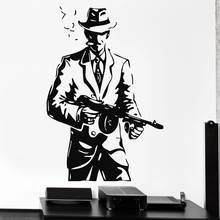Mafia Wall Sticker Gangster Vinyl Decal Hat Weapons Stickers Thomson Submachine Gun Home Decor Tommy-Gun Boys Bedroom Decoration 2024 - buy cheap