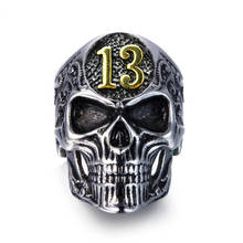 Anillos de calavera con personalidad para hombre, joyería de dedo Punk, con número de la suerte, para fiesta en motocicleta, 13 2024 - compra barato