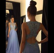 Open Back Bridesmaid Dresses Jewel Appliques Beads A Line Long Beach Wedding Guest Prom Party Gowns Customized 2024 - buy cheap