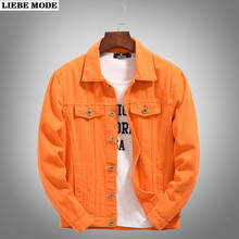 Jaqueta jeans bomber masculina, casaco de algodão roxo laranja casual coreano para homens primavera outono 2024 - compre barato