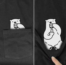 Camiseta de moda de verão de bolso de mão média urso polar camiseta masculina para mulheres camisetas de hip hop camisetas de algodão engraçado 2024 - compre barato