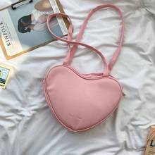 Bolso de mano de cuero PU con forma de corazón para niñas, bolsa de hombro de alta calidad, color caramelo, bonito, nuevo diseño 2024 - compra barato