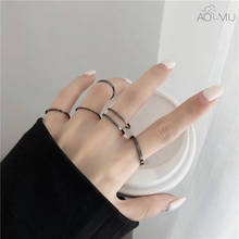 AOMU 2020 5Pcs/Set New Trendy Sweet Korean Minimalist Metal Index Finger Tail Ring Set for Women Fashion Party Jewelry 2024 - buy cheap