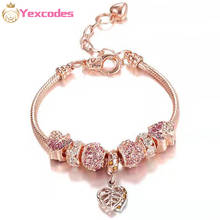 Yexcodes Love Extension Chain Fashion Rose Gold Beads Color Faceted Rhinestone Bracelets&Bangles Female Charm Party Jewelry Gift 2024 - buy cheap