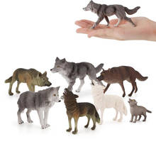 Brinquedo de simulação de animais para meninos e meninas, ornamento de 7 estilos de lobo cinza sólido para aprendizado de crianças, presente educacional 2024 - compre barato