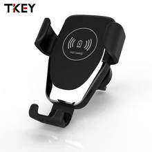 TKEY-Soporte de teléfono móvil para coche, cargador inalámbrico QI, soporte Universal para teléfono móvil, salida de aire, succión de silicona 2024 - compra barato