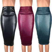 2021 New Women Leather Skirt Mini Bodycon Skirt Office Women Slim Knee Length High Waist Stretch Sexy Pencil Skirts Jupe Femme 2024 - buy cheap