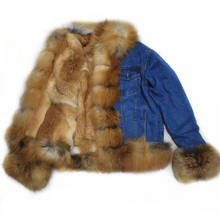 Womens new natural fox fur jacket Real fox fur coat Red fox fur jacket Rabbit fur lining Fire fox fur jacket European winter 2024 - buy cheap