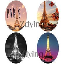 Zting5 argolas vintage paris torre eiffel padrão cabochon de vidro oval natal cúpula plana de jóias busca base de pingente 2024 - compre barato