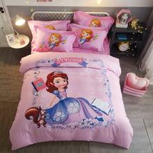 Conjunto de roupa de cama queen size, rosa, disney, sofia, princesa, conjunto, tamanho queen, roupas de cama para meninas, decoração do quarto, 100% algodão, edredon único 2024 - compre barato