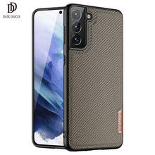 Funda protectora para Samsung Galaxy S21, carcasa trasera de silicona con textura de nailon tejida, serie DUX DUCIS Fino, 5G 2024 - compra barato