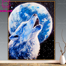 5d Cross Stitch Moon and wolf diy diamond painting full square Diamond embroidery rhinestone pictures diamond mosaic Home Decor 2024 - buy cheap