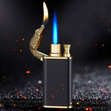 Crocodile DolphinMetal Windproof Butane Gas Lighters Double Fire Portable Cigarette Lighter Free Fire Jet Torch Blue Flame 2024 - buy cheap