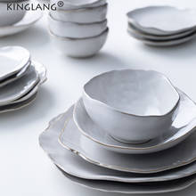 KINGLANG-vajilla creativa de cerámica para 2/4 personas, cuenco de arroz, plato de comida, vajilla 2024 - compra barato
