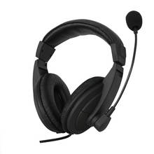 Fone de ouvido preto 3.5mm com fio ajustável, headset estéreo com cancelamento de ruído, fone de ouvido para computador, laptop e desktop, 1 peça 2024 - compre barato