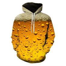 Мужская толстовка с капюшоном, с 3D принтом пива, желтая, осенне-зимняя, пуловер с длинными рукавами 2024 - купить недорого