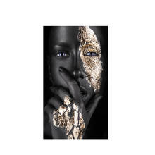 Arte africana preto e ouro mulher pintura a óleo sobre tela cuadros cartazes e impressões escandinavo arte da parede imagem para sala de estar 2024 - compre barato