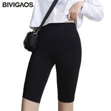 Bivigaos mulheres verão nova cintura alta sharkskin calções de bicicleta preto na altura do joelho biker shorts alta elástico esporte shortpants 2024 - compre barato