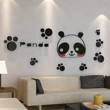 Cute Panda Acrylic Wall Stickers For Kids Room Bedroom Creative DIY Wall Stickers Home Waterproof Wall Cartoon Decor 2024 - buy cheap