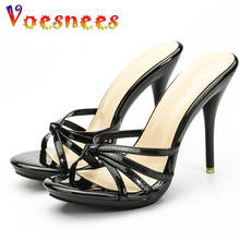 Voesnees Women Slippers Popular Fashion Summer Mules Casual Female Shoes High Heels 10.5 CM Peep Toe Slipper Stilettos Slipper 2024 - buy cheap