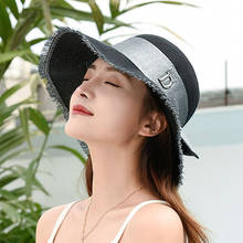 Elegant Women's Summer Hat Sun Protection Cap Female Flat Top Letter Wide Brim Hat Bow Ribbon Fringe Straw Hat Beach Hat Sun Hat 2024 - buy cheap