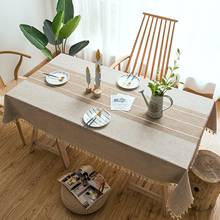 56 estilo japão linho algodão borla toalha de mesa retangular renda borda toalha de mesa para casamento à prova de poeira capas de mesa casa têxtil 2024 - compre barato