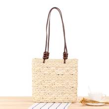 Bolso de paja natural hecho a mano, estilo británico, retro, tejido, para ocio, vacaciones, Playa 2024 - compra barato